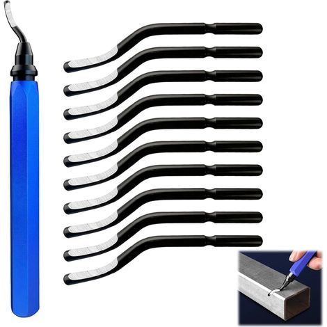 Outil D'ébavurage Manuel avec 10 Lames de Rechange, Ebavureur Universel 360 Degrés Deburr Lames, Burr Remover pour l'impression 3D, Plastique, Bois, Aluminium et Acier Inoxydable (1/5)