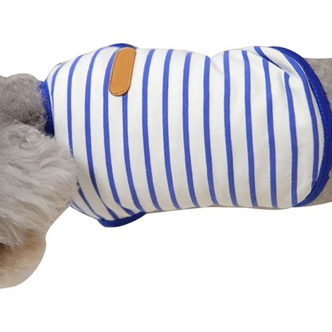 T-shirt rayé pour chien, tendance, doux, confortable et extensible, pour Bichon Frisé, Schnauzer, bleu teddy, taille XL (1/4)