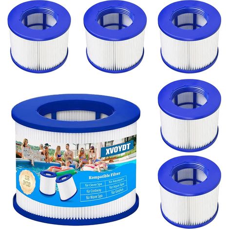 Lot de 6 filtres de Rechange pour Spa Gonflable  cartouche avec filetage à vis pour filtre spa 75 x 100 mm,cartouche filtrante pour piscine (1/5)