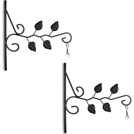Set of 2 hanging basket brackets leaves