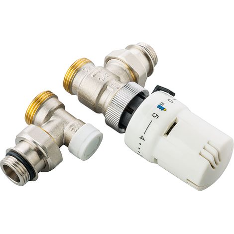 Set Mit Eckventil Und Rücklaufverschraubung 1/2'' X 3/4'' Mit Thermostatkopf