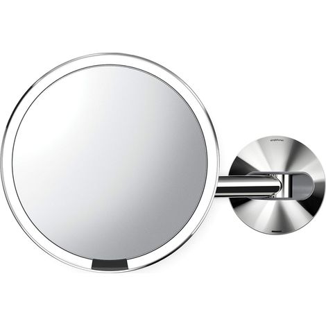 miroir à capteur mural 20 cm, rechargeable, acier inoxydable poli (1/2)