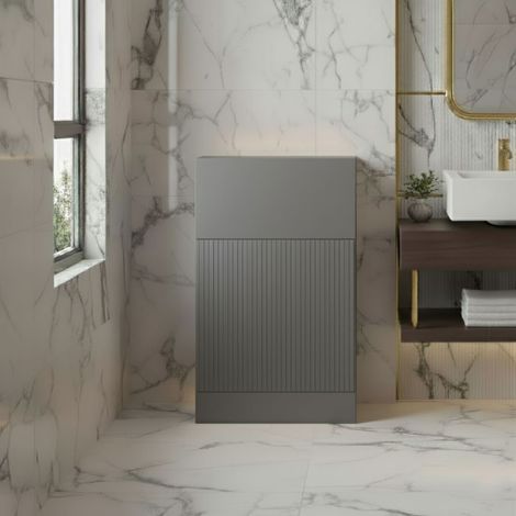 Hudson Reed Fluted WC Unit 500mm Wide - Satin Grey (1/3)