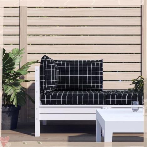 Coussins de palette - VINGVO - À carreaux - Lot de 3 - Tissu Oxford résistant à l'eau - Noir (1/5)