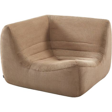 sweeek - Eck-Sessel mit Cordbezug, 1-Sitzer, Cord, Dunkelbeige