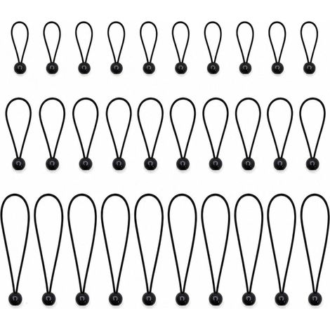 30Pcs Tendeurs élastiques avec Boule, Tendeur de Bâche, Sandow élastique Corde Élastique, Tendeur Elastique, Accessoire pour Fixation de Bâches Affiches Tentes Bannières et Attaches, 10/15/20 cm (1/5)