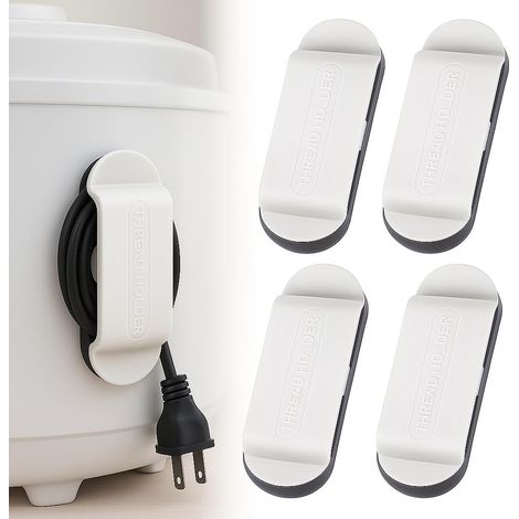 Lntyq lot de 4 blanc Organiseur de câbles pour appareils électroménagers, Enrouleur de câbles et enrouleur de cordon, serre-câbles autocollants, raccourcisseur de cordon, pour appareils de cuisine