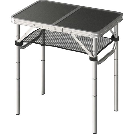 Klappbarer Campingtisch 60 cm, Picknicktisch mit mehrlagigem Netz, Schwarz