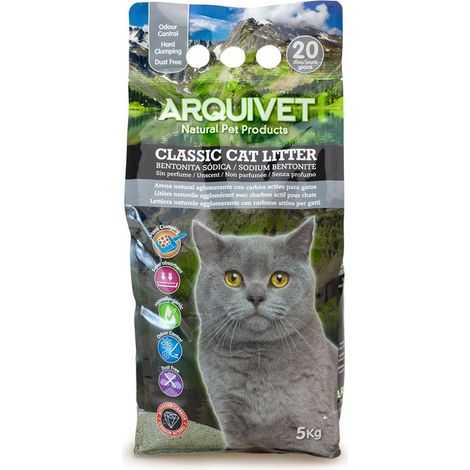 ARQUIVET Bentonit-Katzenstreu mit Aktivkohle 5 kg