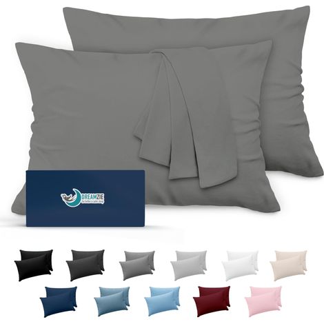 Taie Oreiller 40x60 Lot de 2 en Microfibre Housse Coussin Douce Et Brossée, Toucher Peau de Pêche - Anthracite (1/5)