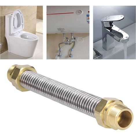 Tuyau de raccordement pour climatiseur, filetage mâle G3/4, flexible ondulé en acier inoxydable pour chauffe-eau à ventilo-convecteur, 25 cm (1/5)