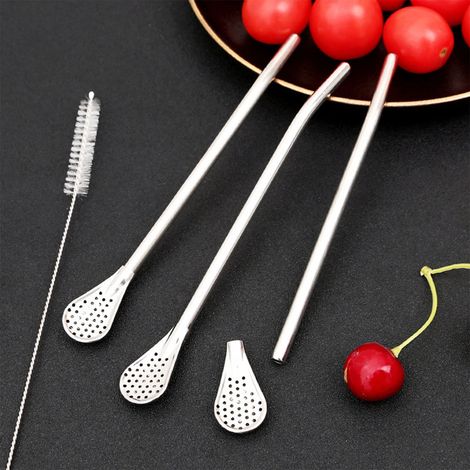 Cuillère-paille en acier inoxydable pour cocktails, thé au lait et café bâtonnet mélangeur bâtonnet à café (1/5)