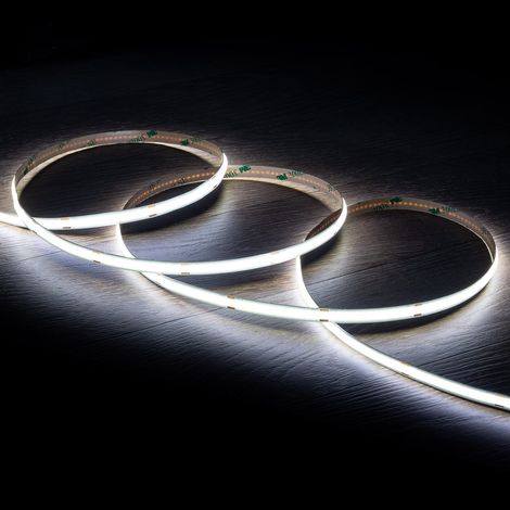 Tira LED 24V COB 320 LED/m Bobina 20m 11W/m 1100lm/m Ancho 8mm Corte 10cm IP20 CRI90 5000K Blanco Frío