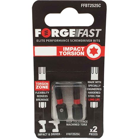 2 x ForgeFix ForgeFast TORX Compatible Impact Bit TX10 x 50mm FORFFT1050