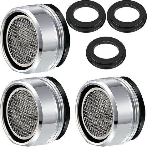 Lot de 3 Aérateurs M24, Filtres eau, Laiton chromé, Acier inoxydable, Joint inclus, Cuisine Salle de bain (1/5)