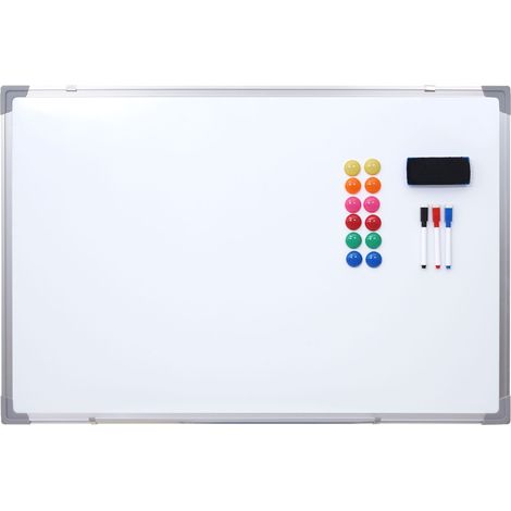 Pizarra blanca HHG-831, pizarra magnética pizarra de notas pizarra de alfileres, incl. accesorios, 90x60cm