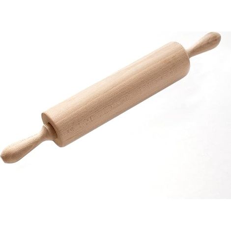 1pc Rouleau à pâtisserie avec axe - Rouleau de cuisson de qualité supérieure en bois de hêtre - De cuisson pour étaler la pâte à gâteaux, pizza et biscuits (1/4)
