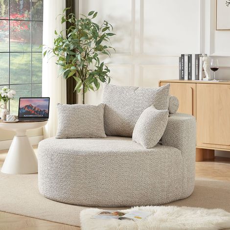 REDOM Canapé 1 places en chenille sans montage, coussin cylindrique de soutien, une pièce kaki