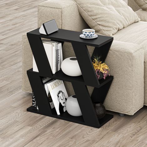 Decortie Lazena Modern Side End Coffee Table Multipurpose H 55.4cm 3 Tier - Black Bute