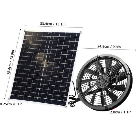 Ventilateur Solaire Portable 20W – Panneau Intégré, Idéal Pour L'extérieur