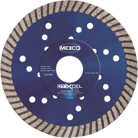Mexco Dual Purpose Turbo Diamond Blade 115mm for Fast Cutting (1/2)