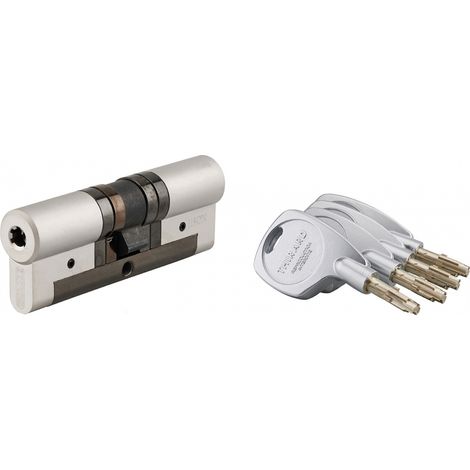 Cilindro Cobra 2+ Evolution 43 x 43 mm, nichelato, protezioni anti-effrazione, scasso e perforazione, 5 chiavi – THIRARD (1/2)