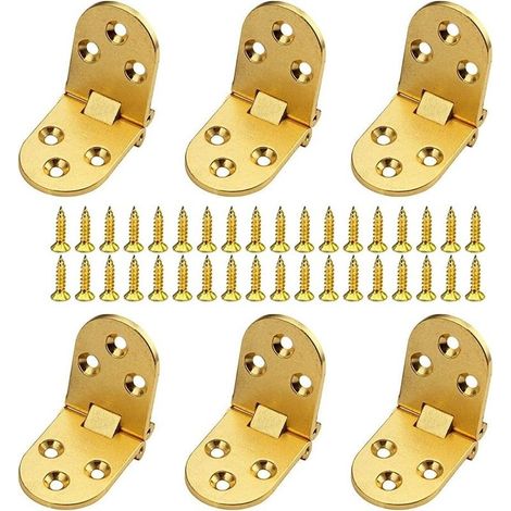 Folding Table Hinges, Brass Hinge, 6 Pieces Flat Hinge Folding Connector Furniture Fitting Folding Flip Foldable Zinc Alloy, Flip Top Hinge with Screws (1/5)