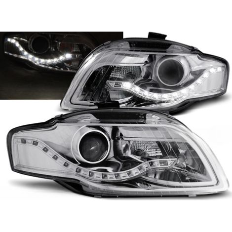 Paire de feux phares Audi A4 B7 de 2004 a 2008 Daylight led chrome-27361033