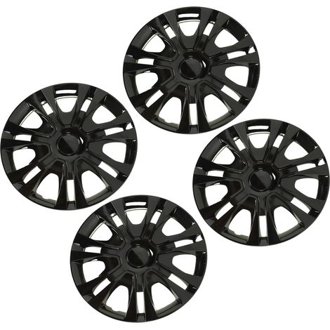 4Jantes Enjoliveurs Noirs 15 Pouces, Embellisseurs Universels À Clipser, Protection De Jante Pour Voitures, Lot De 4 (1/5)