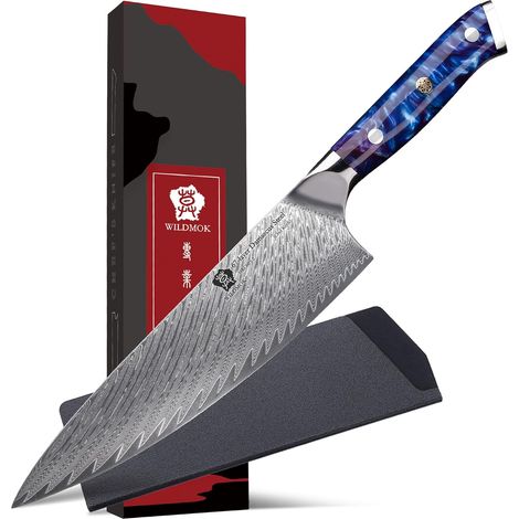 Chef's Knife, 20.5cm Super Steel 67 Layers Damascus Sharp Damascus, Full Tang Resin Japanese Kitchen Damascus, Chef Knife with Gift Box (1/5)
