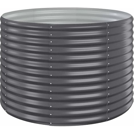 Set di 2 letti rialzati da giardino rotondi 100 x 100 x 68 cm in acciaio galvanizzato antracite 020046588