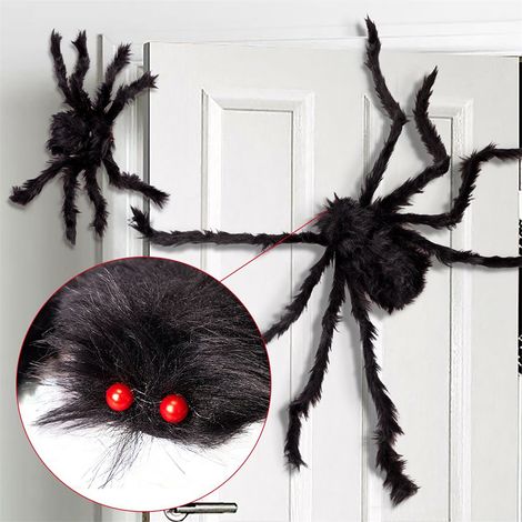 Décorations d'Halloween : araignée géante de 200 cm, araignée suspendue réaliste et ajustable, idéale pour l'intérieur et l'extérieur. (1/5)