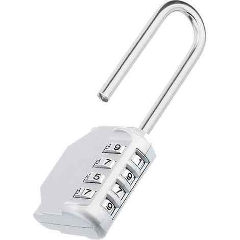 Cadena a combinaison long, 4 chiffre numero Cadenas code extérieur, Serrure à combinaison longue anse pour casier pour gym, vestiaire, college, scolaire armoire, escape game, argent (1/5)