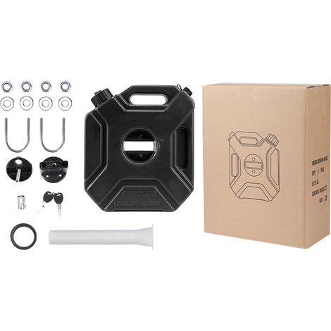 GARRYFIZH Réservoir d'essence de 1,3 gallon (5 litres), bidon d'huile portable de secours de 5 litres avec serrure et clés, compatible avec motos, SUV, quads et la plupart des voitures, noir. (1/5)