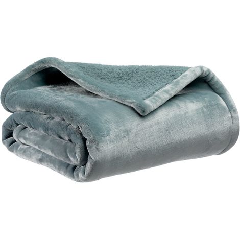 Plaid Doux Effet Peau de Mouton et Microfibre, Couverture d'Appoint Chaude, 130 x 160 cm - PANGIVO (1/5)