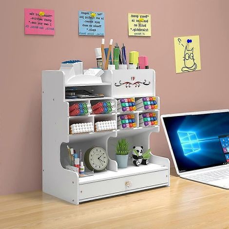 Boîte de rangement pour stylos, organiseur de bureau multifonctionnel, porte-crayons pour l'école, la maison, le bureau et les fournitures artistiques (1/4)