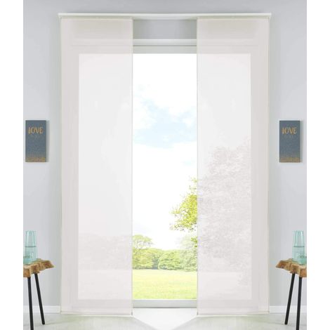 85589N2 - Confezione da 2 tende a pannello, scorrevoli, con binario di scorrimento, asta di contrappeso, crema, 245 x 60 cm (1/4)