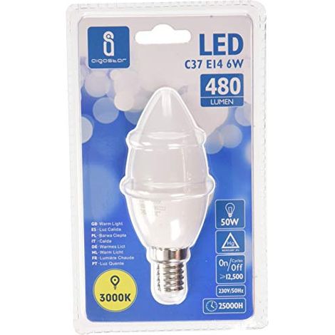 Aigostar – 4 A5 Paper – LED C37 E14 6 W 230 V 3000 K