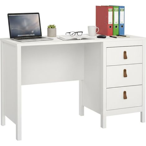 Dmora - Schreibtisch Marine, Mehrzweckschreibtisch, Bürotisch für PC, Eckschreibtisch, 120x48 h77 cm, Weiß