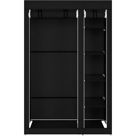 67" Tragbarer Kleiderschrank mit Vliesstoff und Kleiderstange, schnell und einfach zusammenzubauen, Schwarz (1/5)