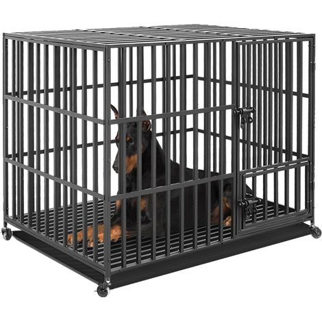 Bingo Paw – Cage pour chien XXL 117x96x84 cm – Cages de transport à roulettes avec 3 portes – Matériaux résistants à la corrosion