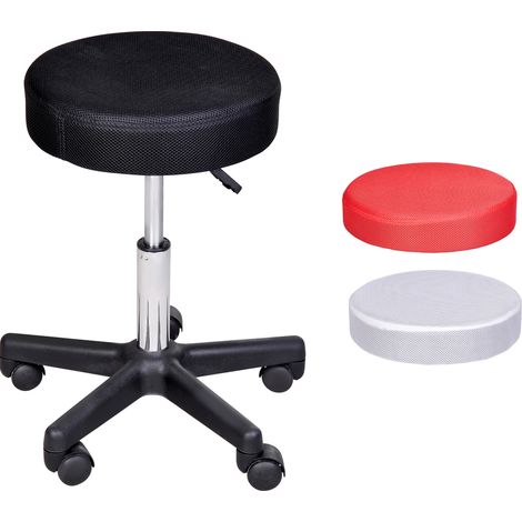 Tabouret de massage pivotant réglable en hauteur sur roulettes avec 3 housses de protection colorées (1/5)