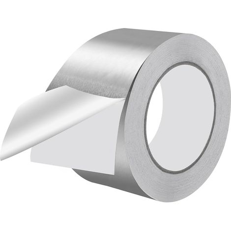 1 Rouleau de Ruban Aluminium 75 mm x 50 m Ruban Adhésif Alu Autocollant Argenté Résistant à la Chaleur pour Isolation de Tuyaux et Climatisation (1/5)
