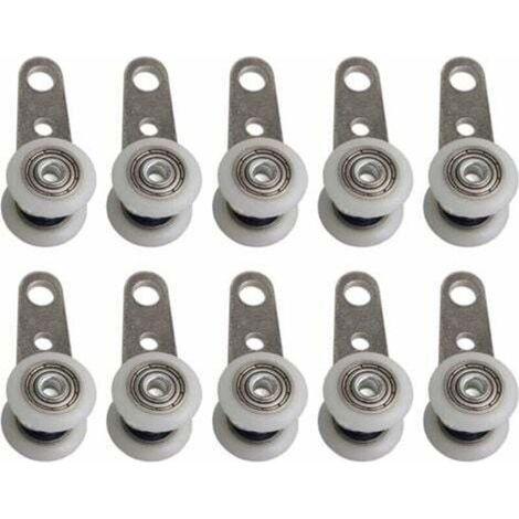 Lot De 10 Roulettes Pour Baies Vitrées Ou Portes Coulissantes - En Métal Et En Plastique - 4,5 X 1,9 Cm (1/4)