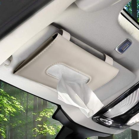 royaluxe - Porte-mouchoirs de voiture blanc, 23 x 13 x 3 cm, 1 pièce. Porte-mouchoirs, boîte à mouchoirs, pince à mouchoirs. (1/4)