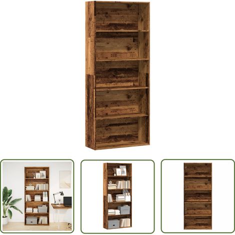 vidaXL Bücherregal Altholz-Optik 80x30x189 cm Holzwerkstoff (1/5)