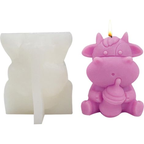 Moules À Bougies 3D Vache Animale,Décorations En Silicone 3D Cartoon,Moules Pour Fabrication De Bougies - Pour Savon Chocolat Décoration Maison Fêtes Anniversaire Bureaux Chambre École (1/5)