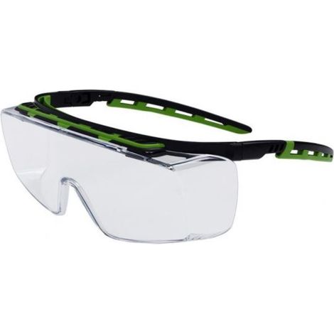 Gafas  de  protección  Kubik  EN  166  EN  170  patillas  negras/verdes,  lente  clara  PC  PRO  FIT (1/2)