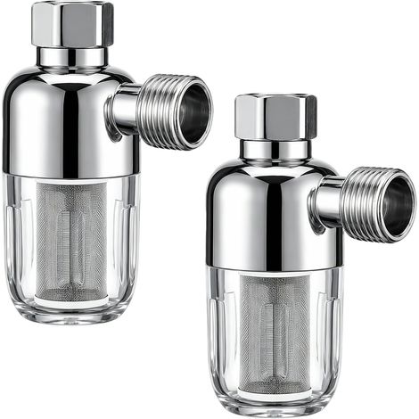Lot de 2 filtres anti-calcaire réutilisables pour douche, 40 mm, en acier inoxydable, raccord 1/2", convient pour chauffe-eau et machine à laver (1/5)