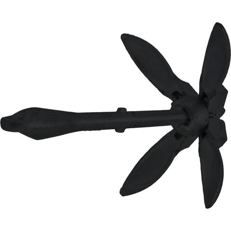 Crochet d'ancre pliable à quatre mâchoires, 1,5 kg, accessoire marin en acier au carbone adapté aux kayaks et canoës, noir (acier au carbone). (1/5)